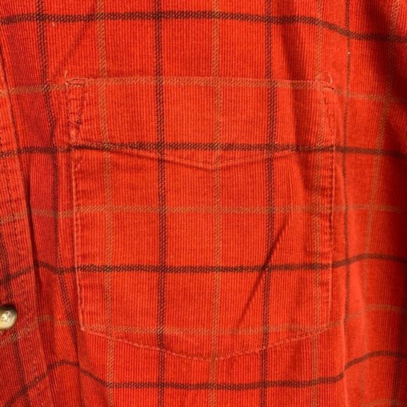 Sun River Clothing Burnt Orange Plaid Corduroy Long Sleeve Button Up Shirt Large - Picture 6 of 6